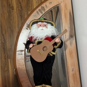 Festive Santa with Guitar Holiday Decor